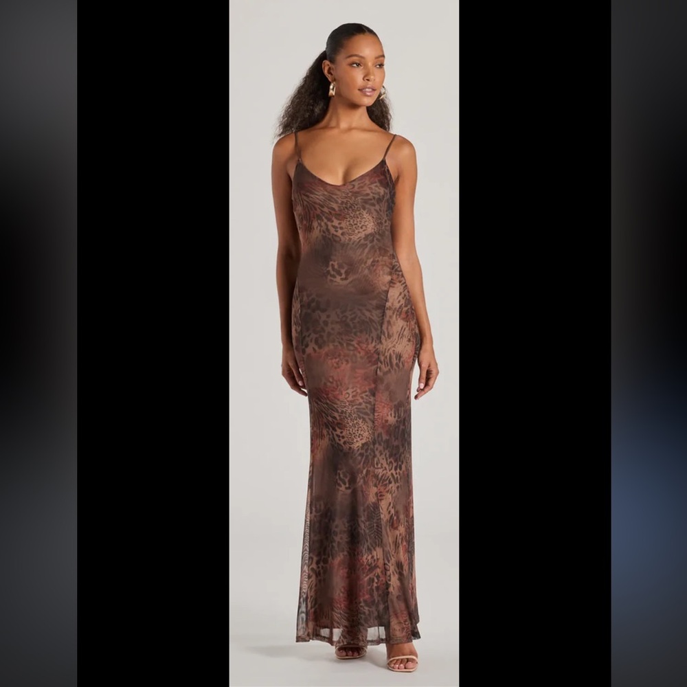 Windsor Mixed Animal Print Print Maxi Dress- leopard, zebra, floral Sz S NWOT